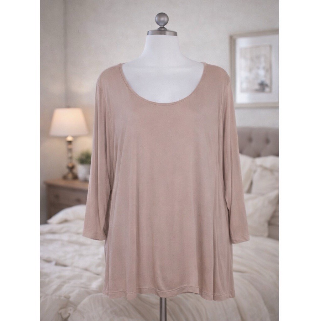J Jill Pure Jill Elliptical Tee Blush Pink T-Shirt Super Soft Modal Knit Size Xl
